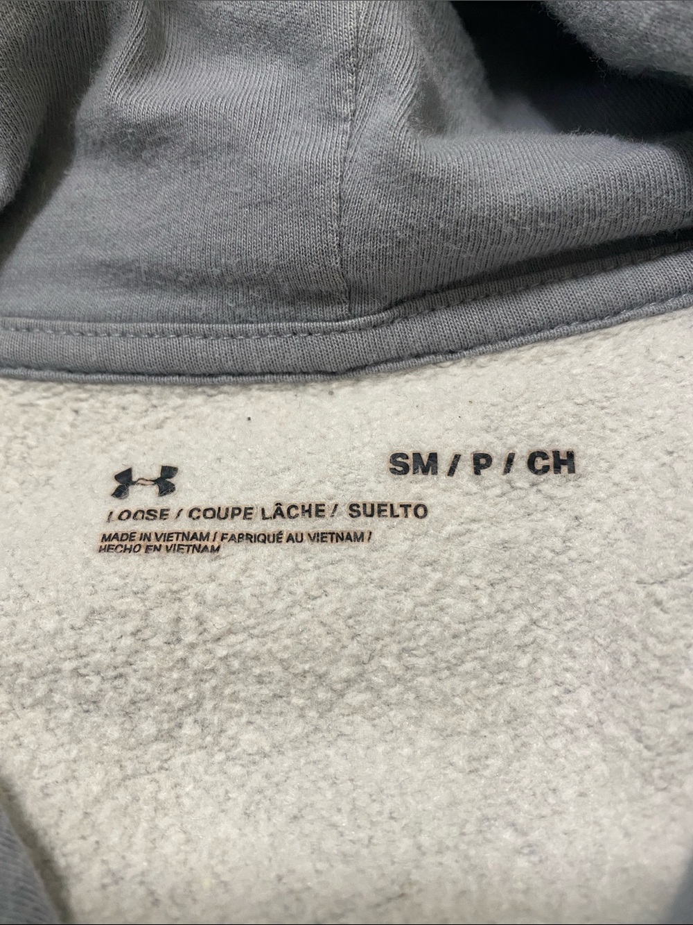 Under Armour Light Gray Pullover Hoodie with Front Pocket Sz Small Unisex - Picture 3 of 5